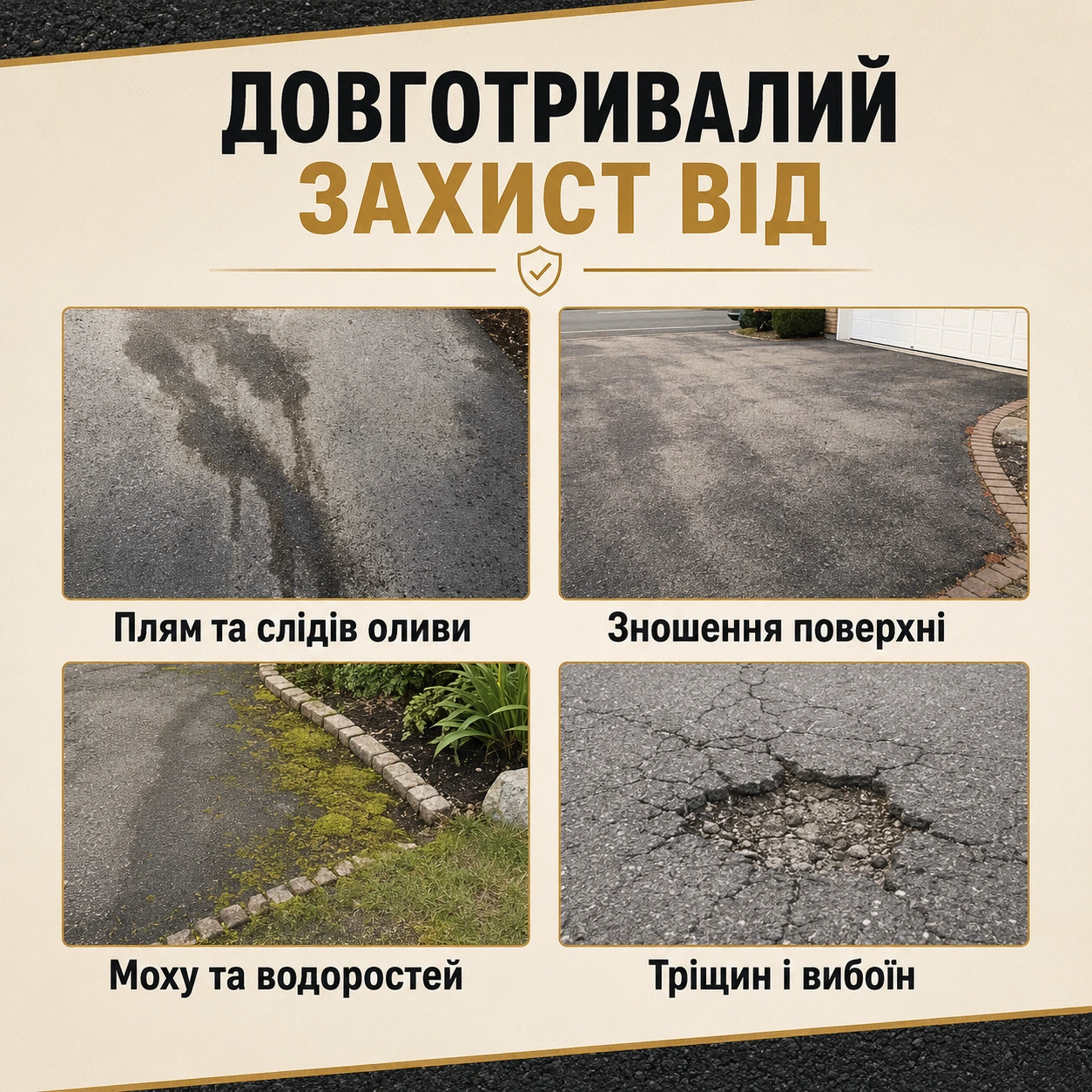 Посірілий та пошкоджений асфальт